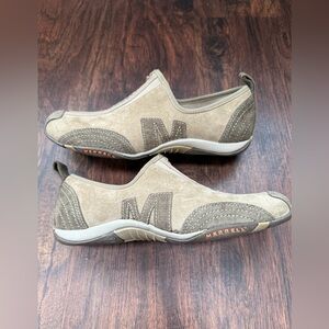 Merrell Barrado Leather Sage Womens Sz 6 Sneaker Sport Suede Hiking Tan Outdoor